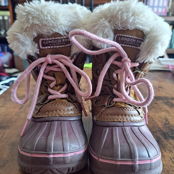 London Fog Kids' Brown and Pink Winter Boots - Picture 1 of 5